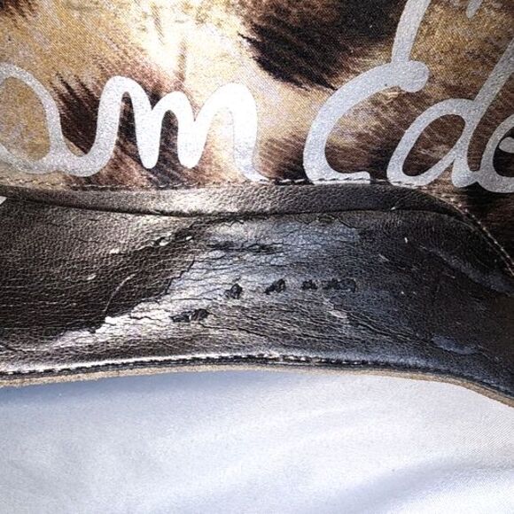 Sam Edelman Ulysa Putty & Black Suede Snakeskin Embossed Platform Heels Size 7 - Picture 9 of 10